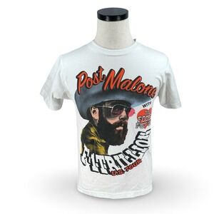 Post Malone F-1 Trillion US Tour 2024 Graphic T-Shirt Mens Small White Cotton